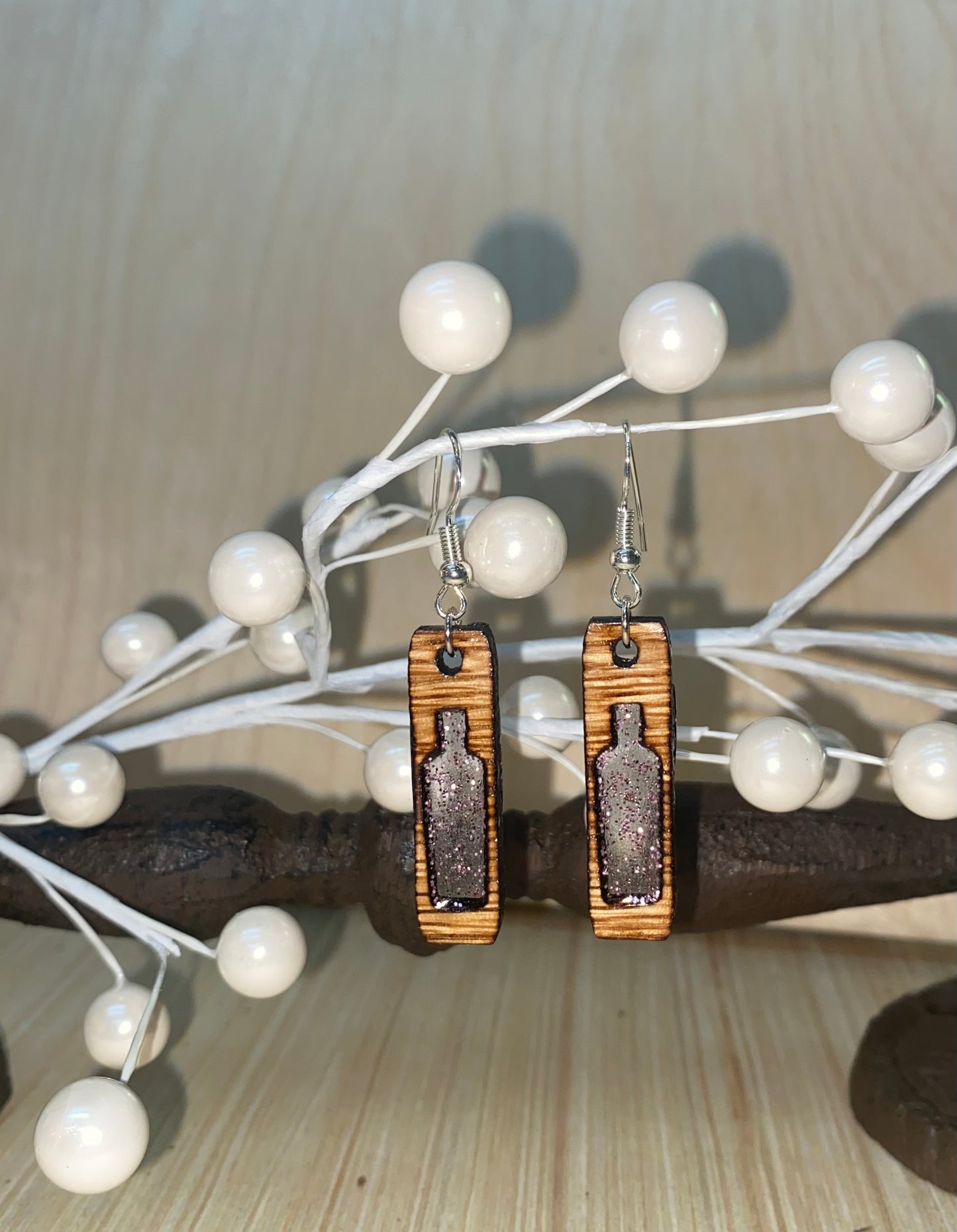 Bourbon Barrel Earrings - Dangle Bardstown Bourbon Co. Cutout - Pink
