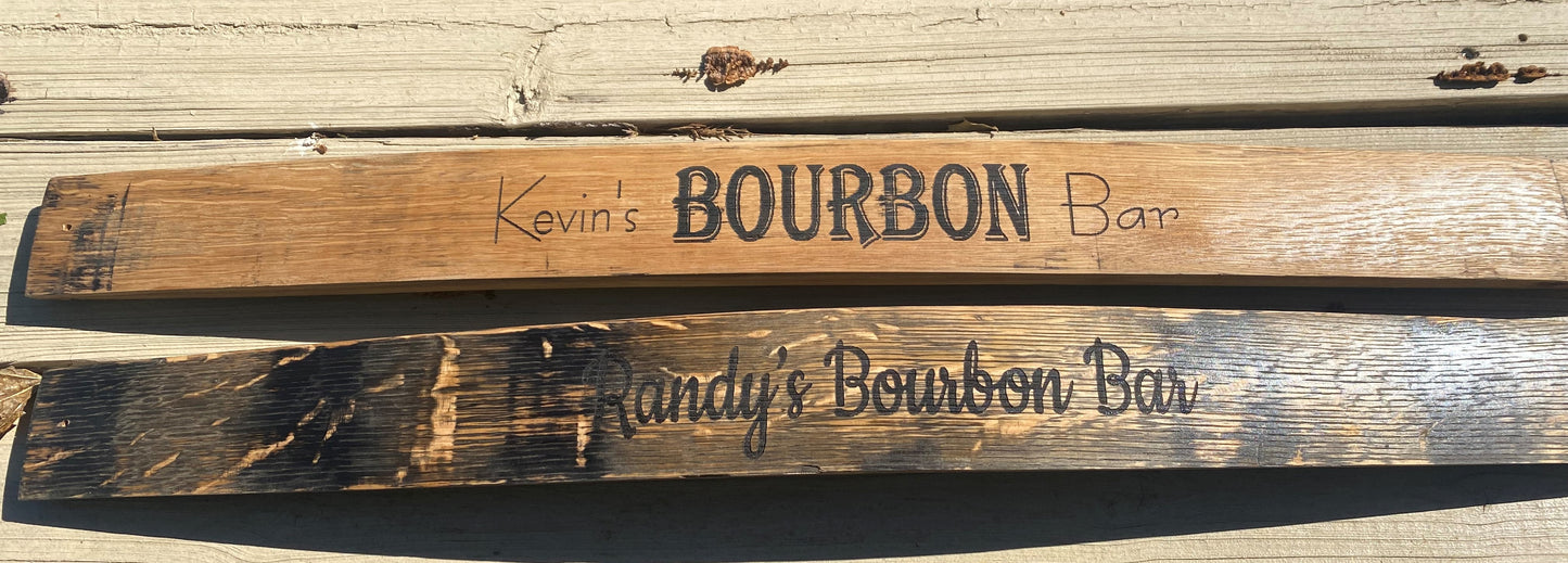 Custom Laser Engraved Bourbon Barrel Stave - 3 size options