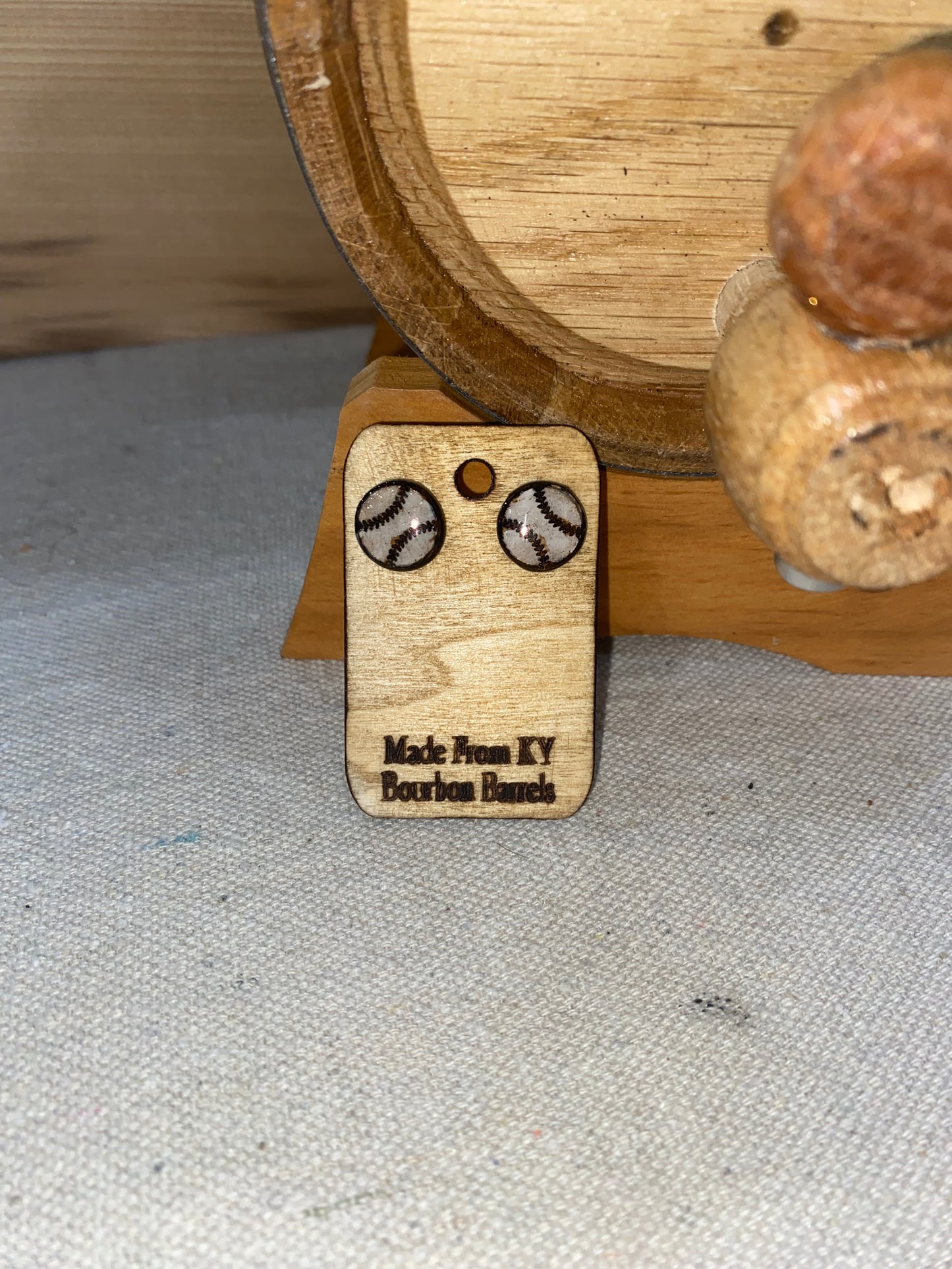 Bourbon Barrel Earrings - Post Baseball