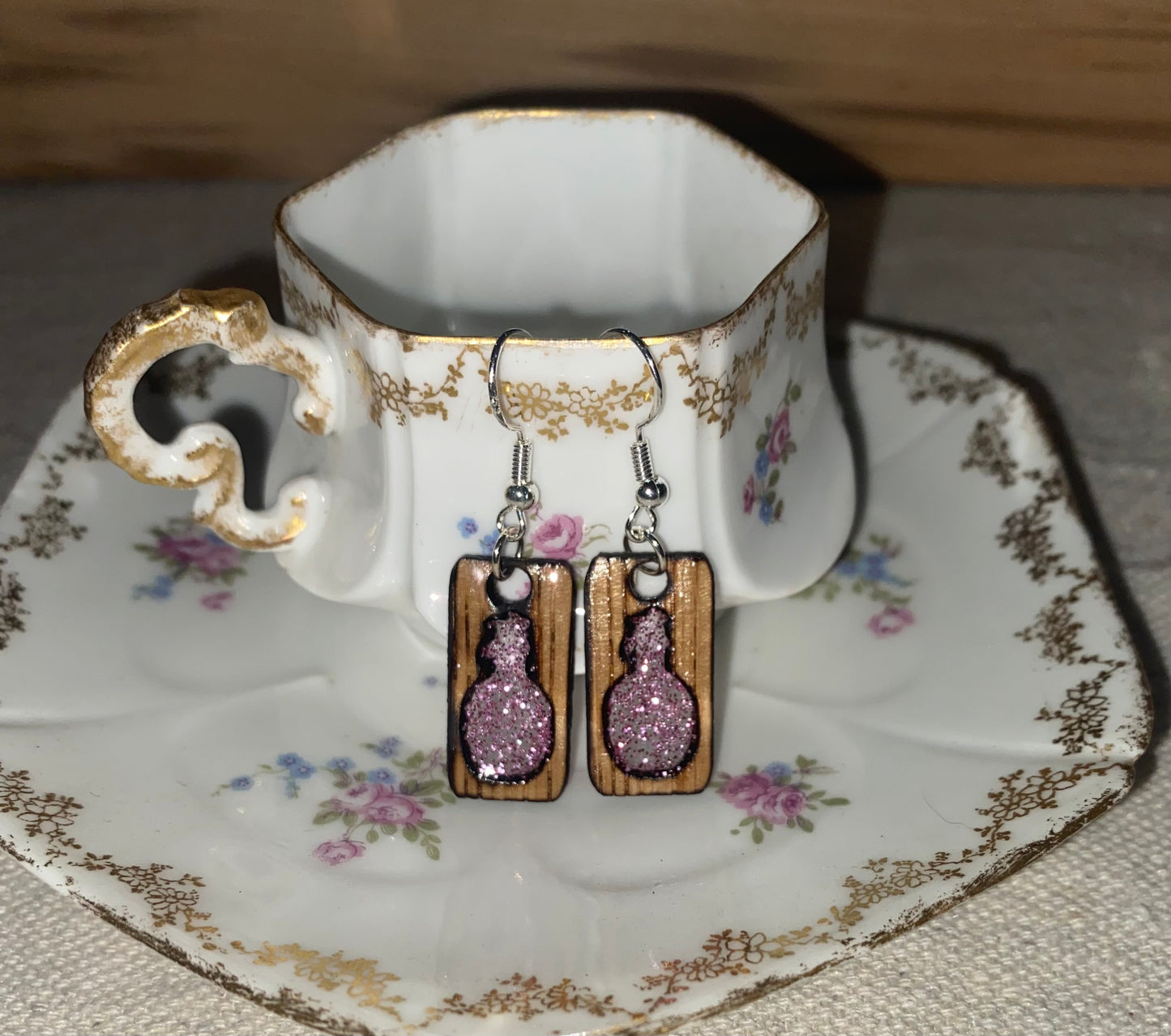 Bourbon Barrel Earrings - Dangle Blanton's Cutout Pink Epoxy