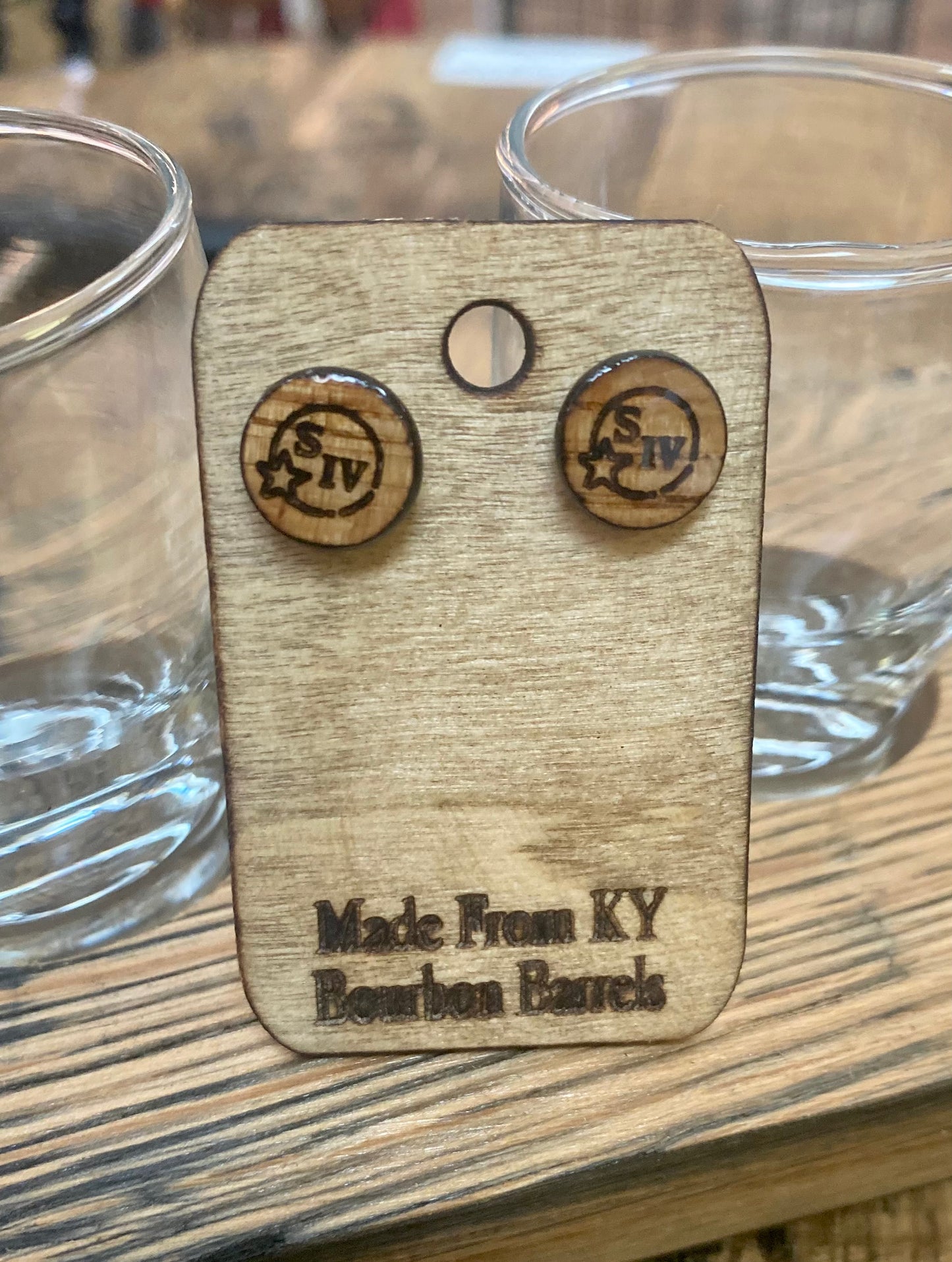 Bourbon Barrel Earrings - Post Maker's Mark Logo