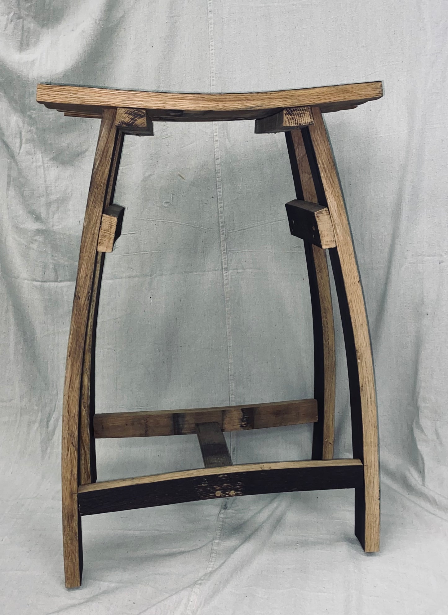 Upcycled Bourbon Barrel Bar Height Stool