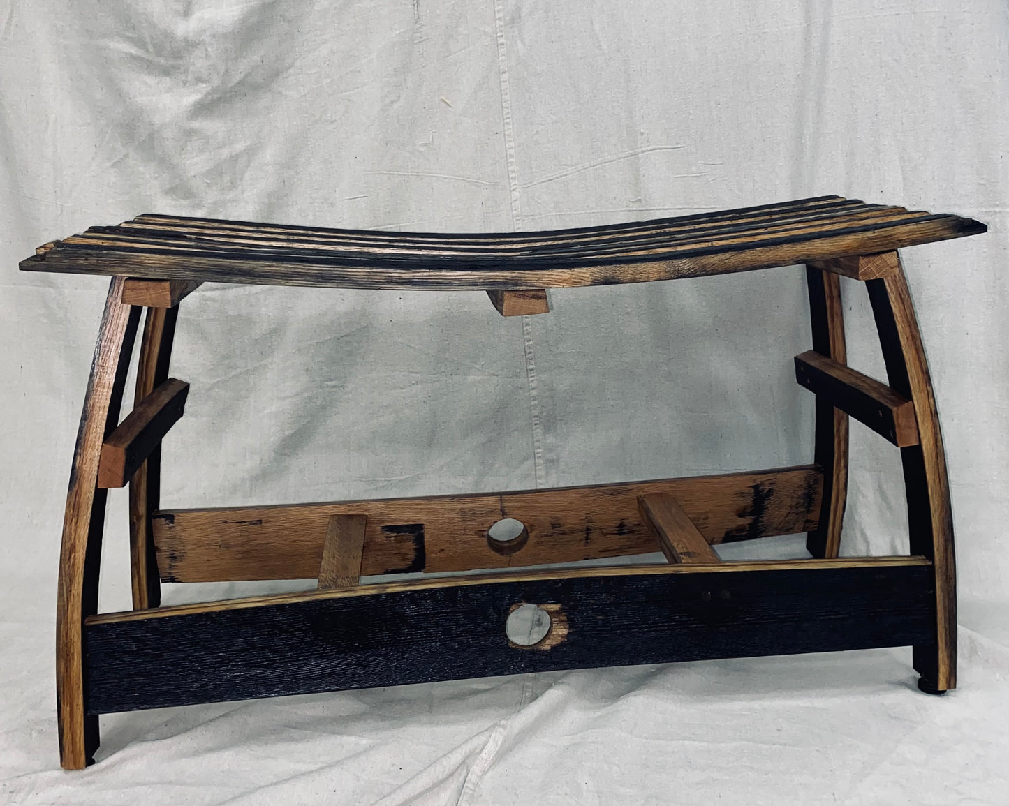Upcycled Bourbon Barrel Bench