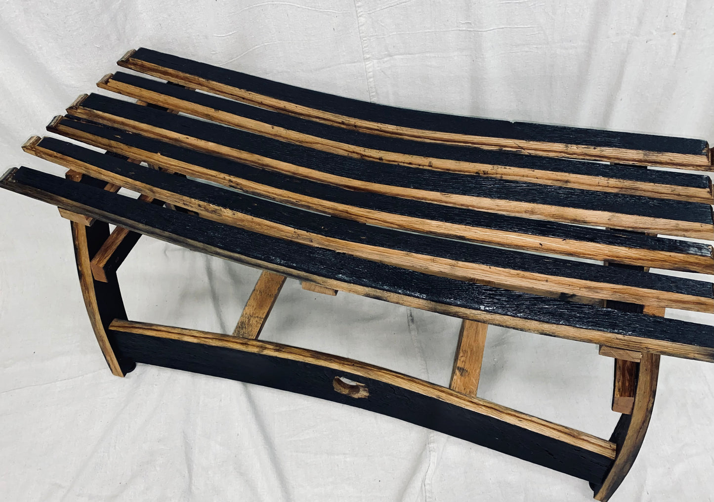 Upcycled Bourbon Barrel Bench