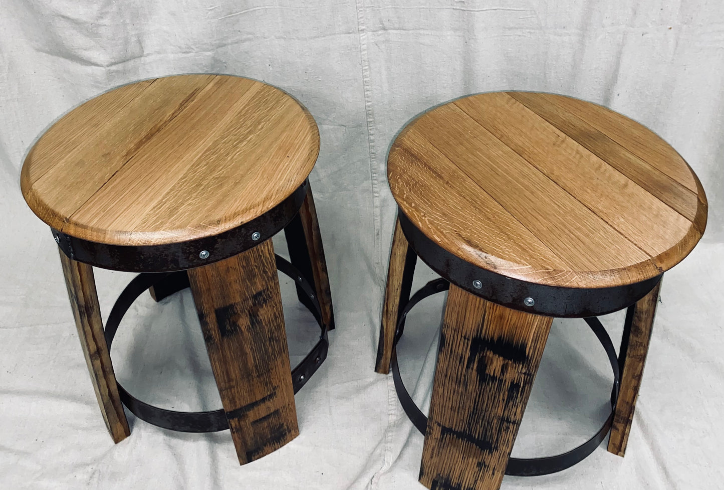 Upcycled Bourbon Barrel Banded Stool