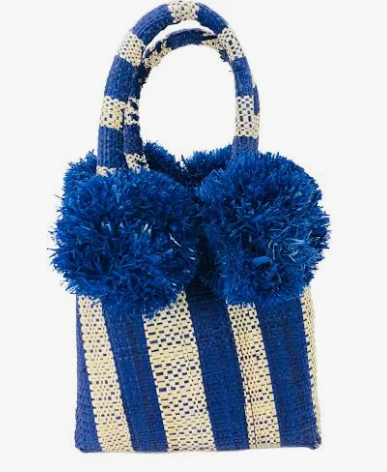 Shebobo - Schooner Straw Mini Bag with Pompom Accent - multiple color options