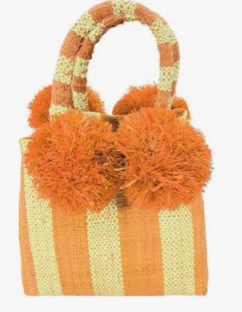 Shebobo - Schooner Straw Mini Bag with Pompom Accent - multiple color options