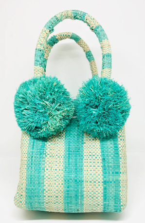 Shebobo - Schooner Straw Mini Bag with Pompom Accent - multiple color options