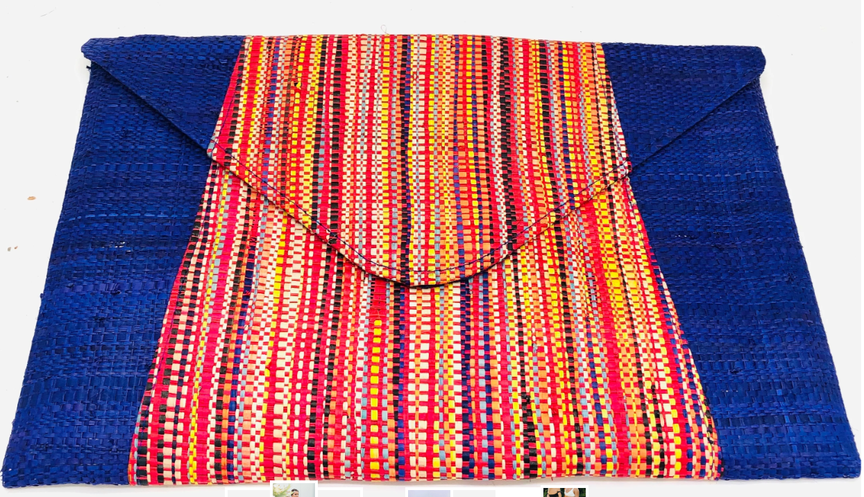 Shebobo - Belvedere Two Tone Melange Straw Envelope Clutch Purse - color options