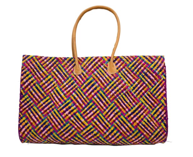 Shebobo Monte Carlo Big Straw Beach Bag - Raspberry - size options