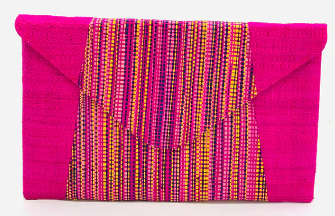 Shebobo - Belvedere Two Tone Melange Straw Envelope Clutch Purse - color options