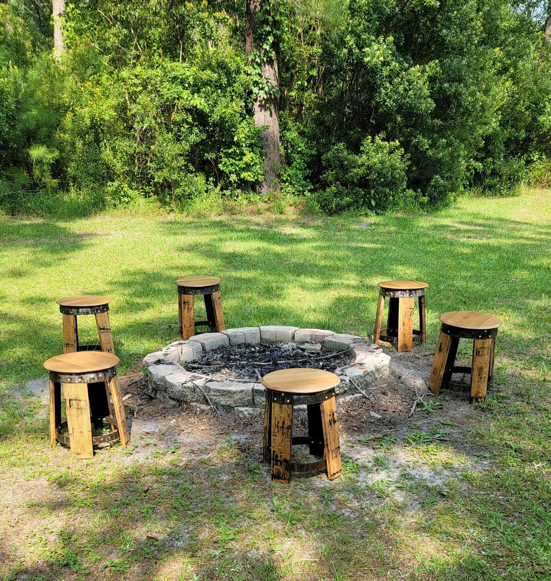 Upcycled Bourbon Barrel Banded Stool