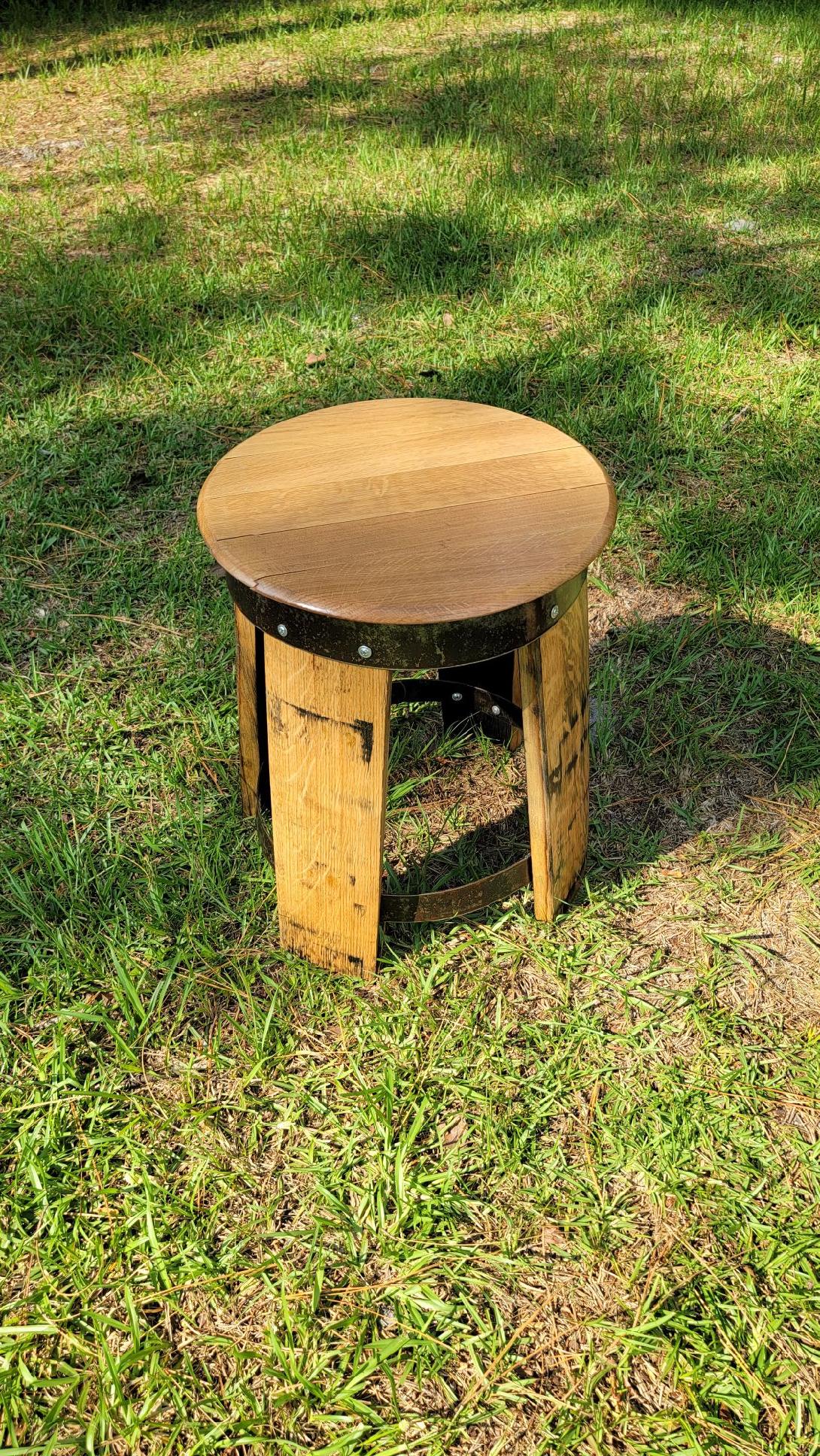 Upcycled Bourbon Barrel Banded Stool