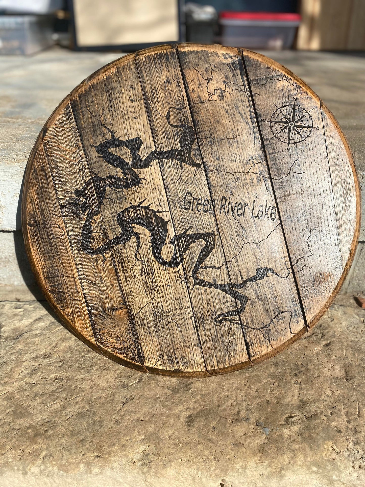 Green River (KY) Laser Engraved Bourbon Barrel Head - 3 size options