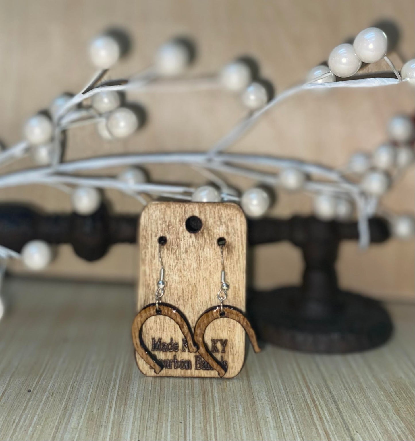 Bourbon Barrel Earrings - Dangle Horseshoe