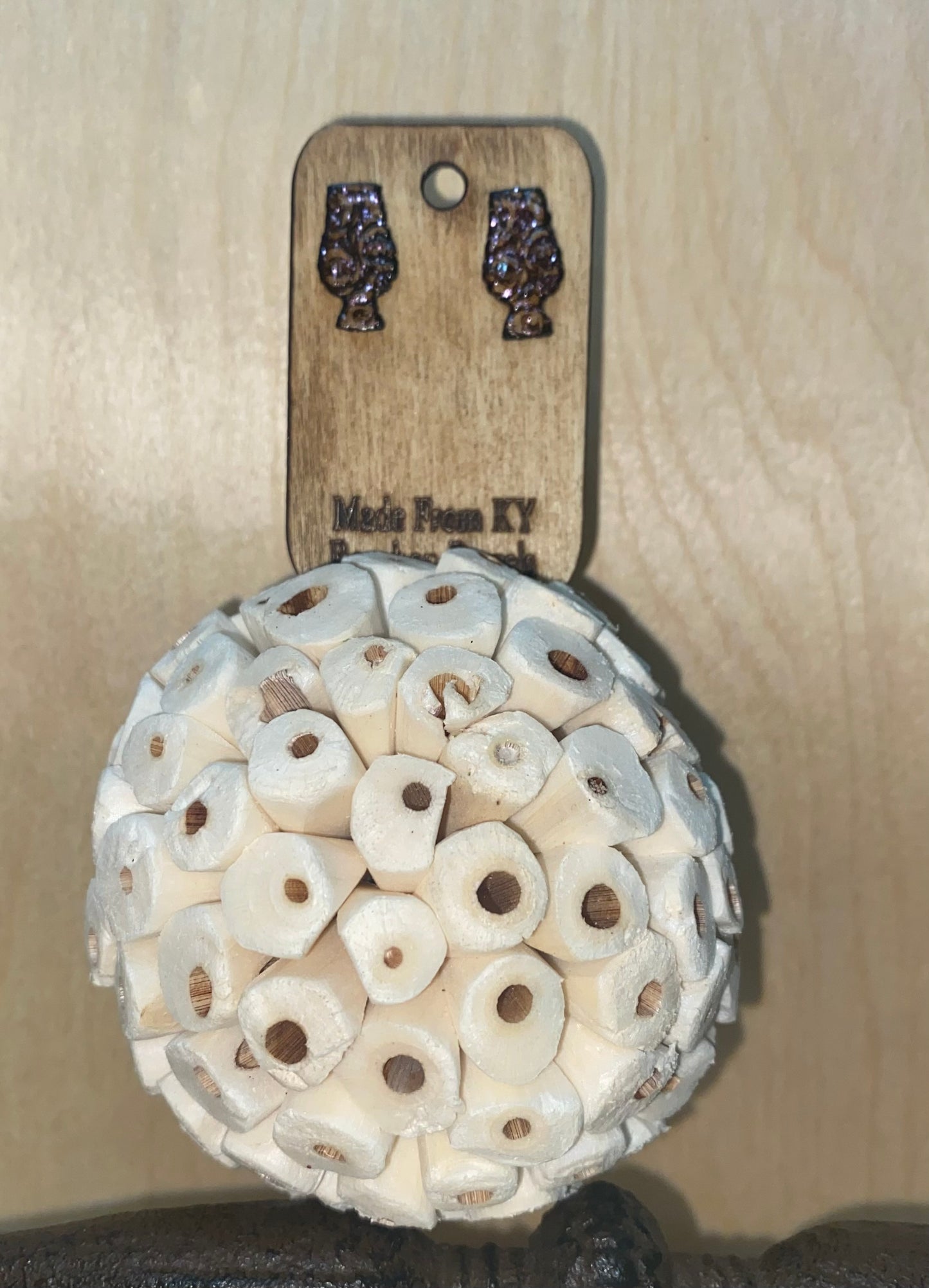 Bourbon Barrel Earrings - Post Glencairn Glass -Rose Engraved