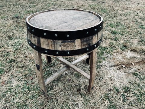Upcycled Bourbon Barrel Side Table