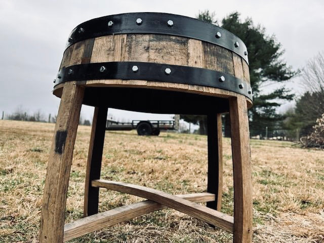 Upcycled Bourbon Barrel Side Table