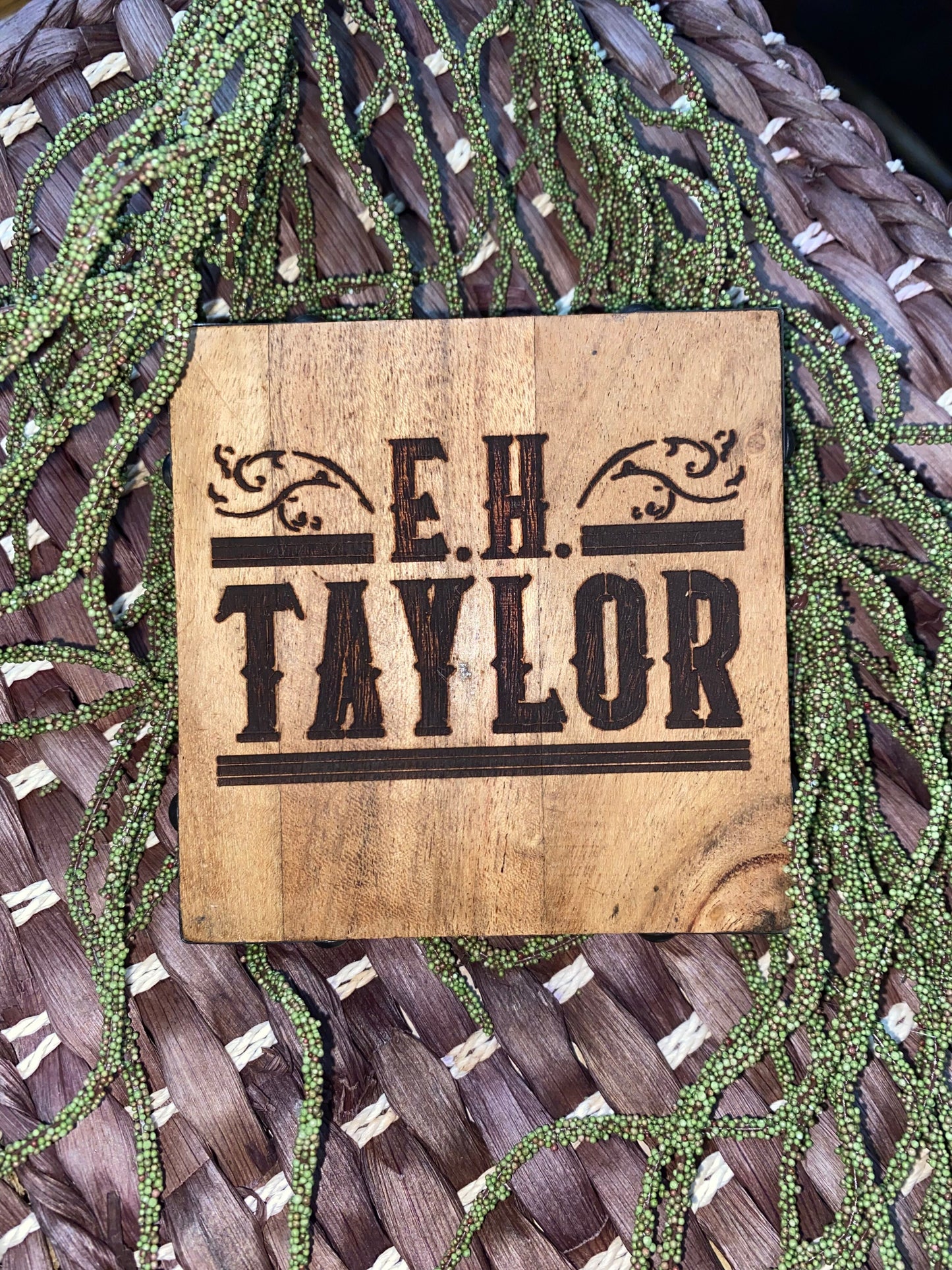 Laser Engraved Acacia Wood Coaster - EH Taylor