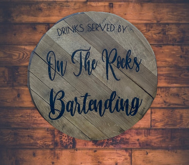 Custom Laser Engraved Bourbon Barrel Head - 3 size options