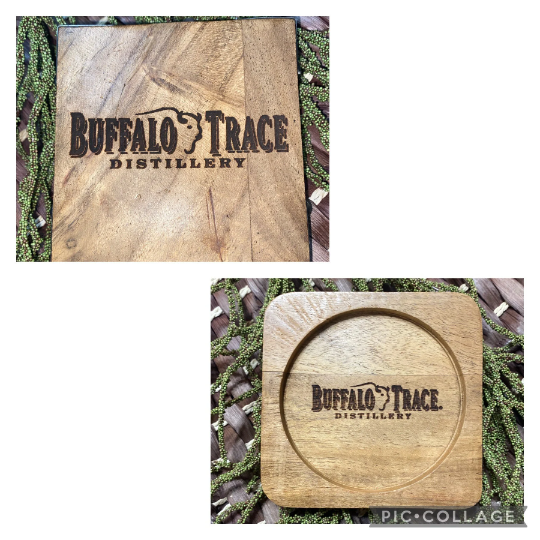 Laser Engraved Acacia Wood Coaster - Buffalo Trace