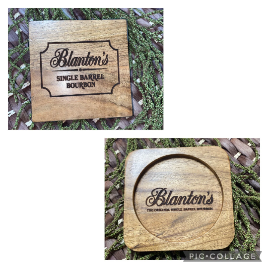Laser Engraved Acacia Wood Coaster - Blanton's
