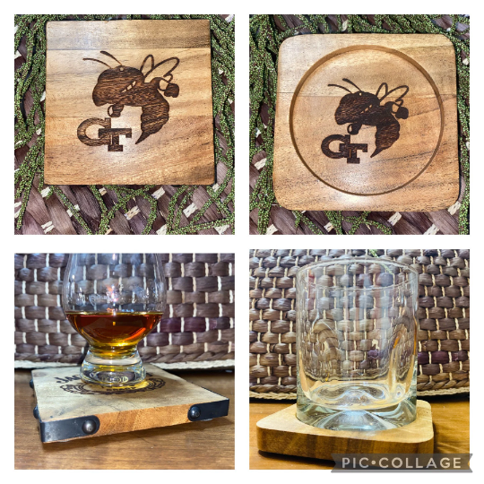 Laser Engraved Acacia Wood Coaster - Georgia Tech