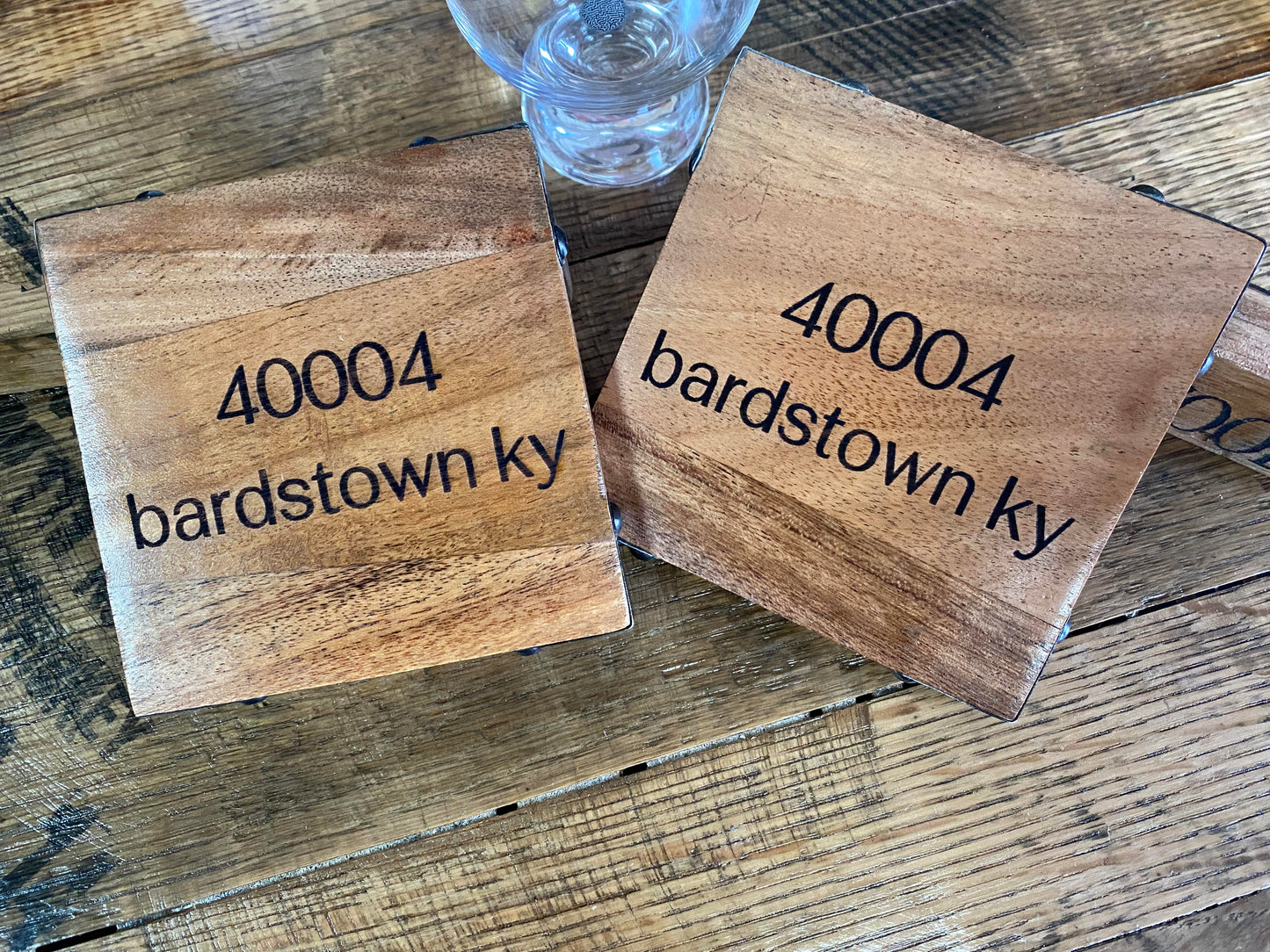Laser Engraved Acacia Wood Coaster - "Bardstown 40004"