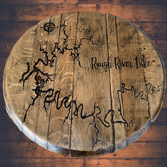 Rough River Lake (KY) Laser Engraved Bourbon Barrel Head - 3 size options