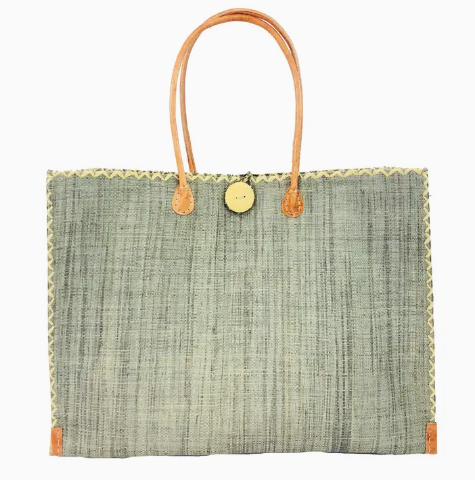 Shebobo - Zafran Solid Straw Beach Bag with Plastic Liner