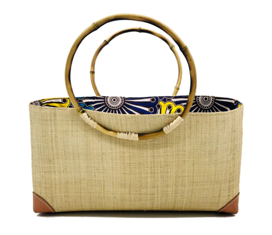 Shebobo - Bebe Straw Handbag with Bamboo Handles - Natural