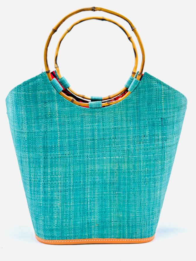 Shebobo - Carmen Solids Straw Bucket Bag with Bamboo Handles - color options