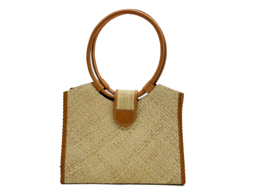 Shebobo - Ibiza Straw HandBag with Leather Handles - color options