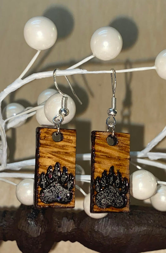 Bourbon Barrel Earrings - Dangle Bear Paw