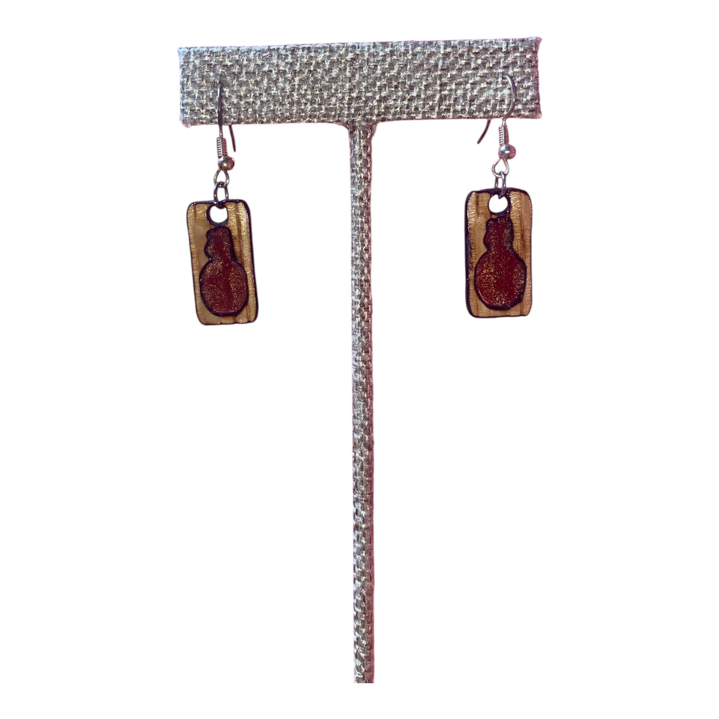 Bourbon Barrel Earrings - Dangle Blanton's Cutout - Bronze Epoxy