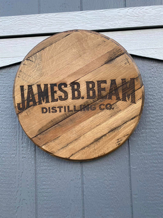 James B. Beam Laser Engraved Bourbon Barrel Head - 3 size options