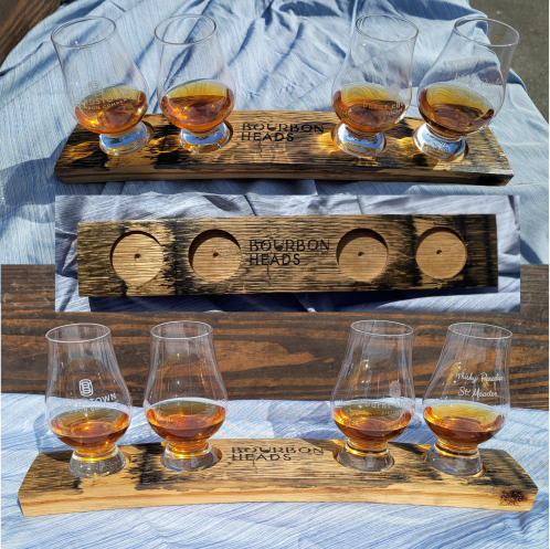 Bourbon Stave Flight Board - BourbonHeads logo