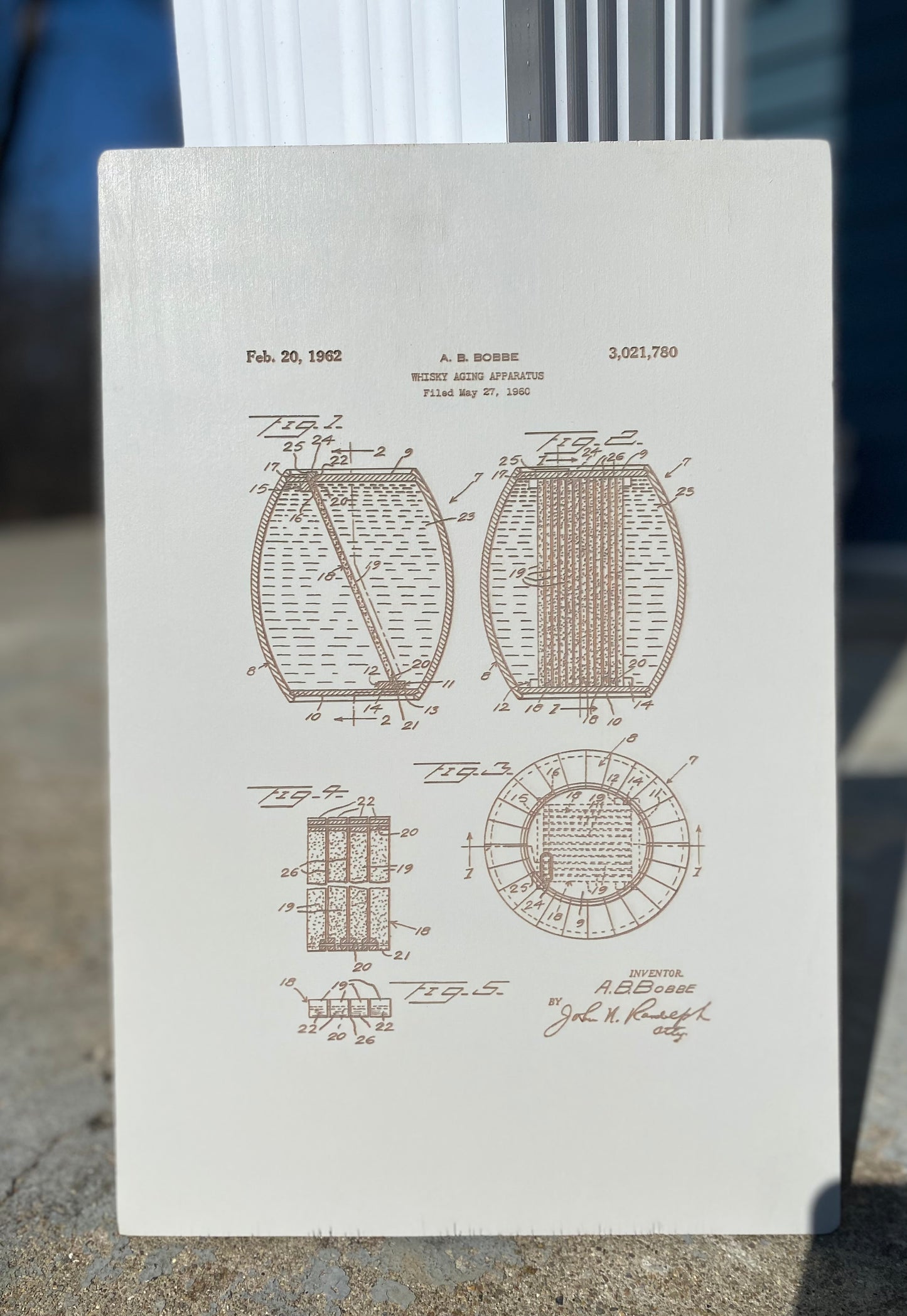 10x15 "Whiskey Aging Apparatus" Patent - Laser Engraved