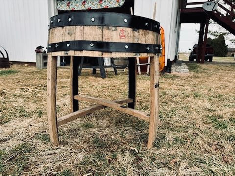 Upcycled Bourbon Barrel Side Table