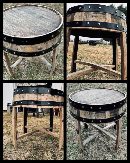 Upcycled Bourbon Barrel Side Table