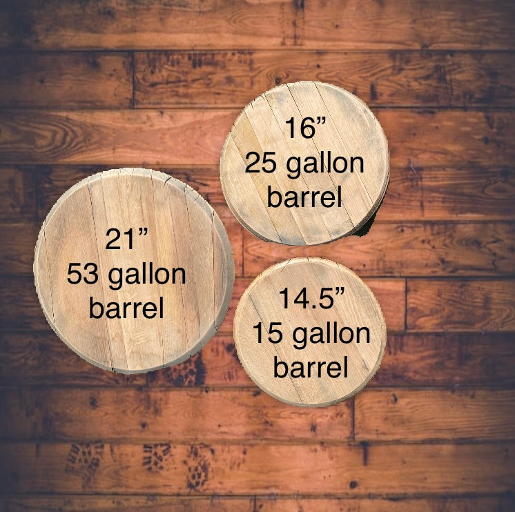 Custom Laser Engraved Bourbon Barrel Head - 3 size options