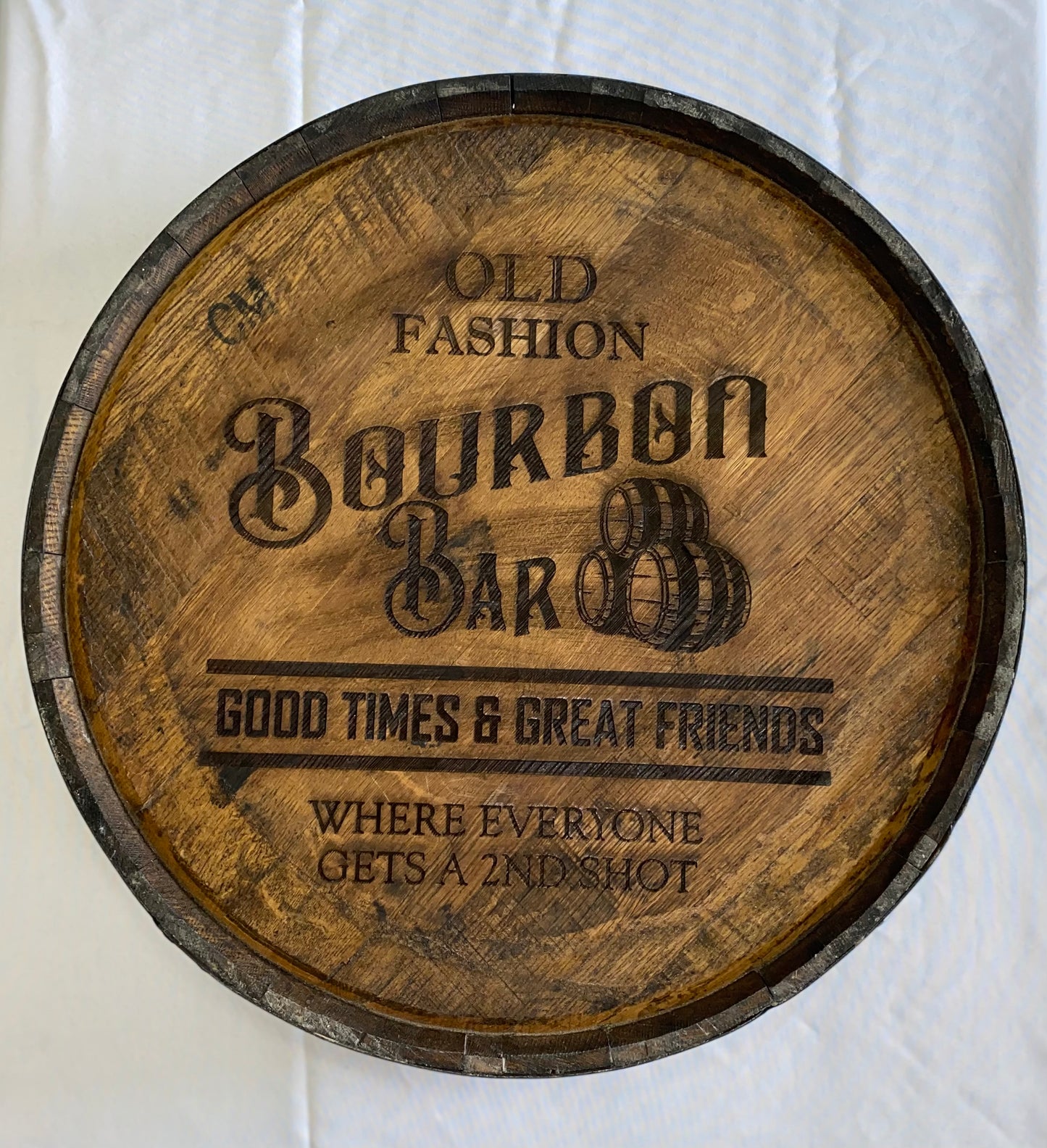 Premium Laser Engraved Bourbon Barrel Head