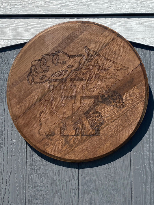 UofK Laser Engraved Bourbon Barrel Head - Style 2 - 3 size options