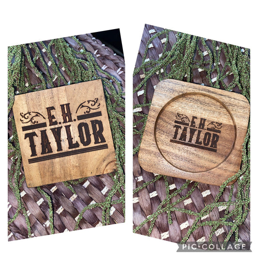 Laser Engraved Acacia Wood Coaster - EH Taylor