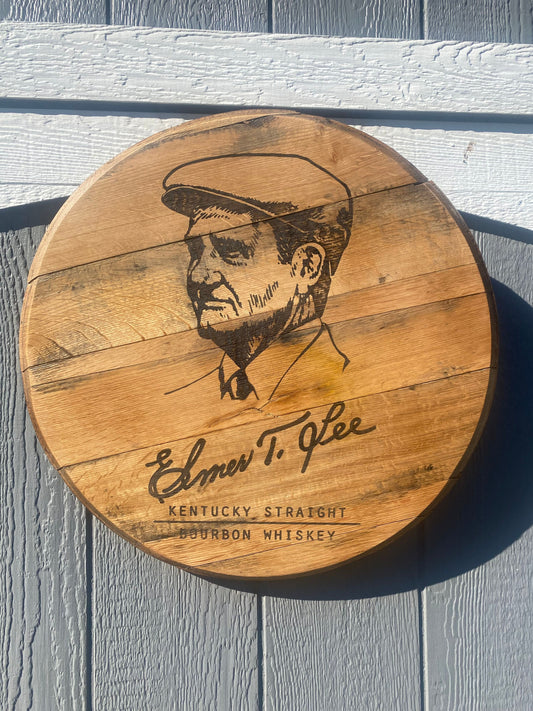 Elmer T. Lee Laser Engraved Bourbon Barrel Head - 3 size options
