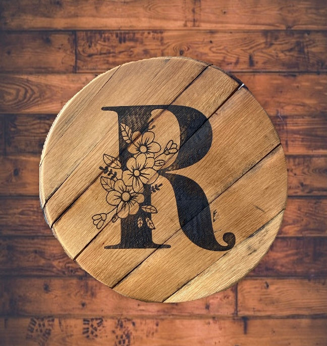 Custom Laser Engraved Bourbon Barrel Head - 3 size options