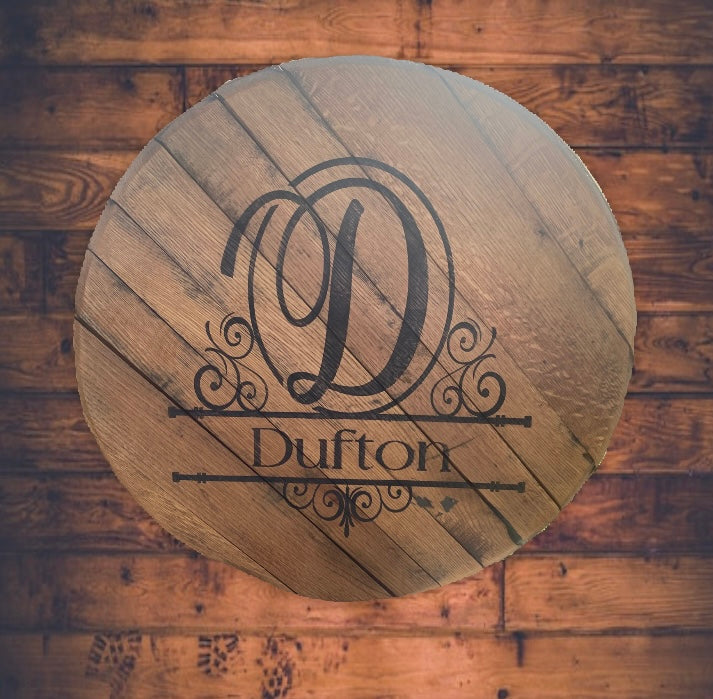 Custom Laser Engraved Bourbon Barrel Head - 3 size options