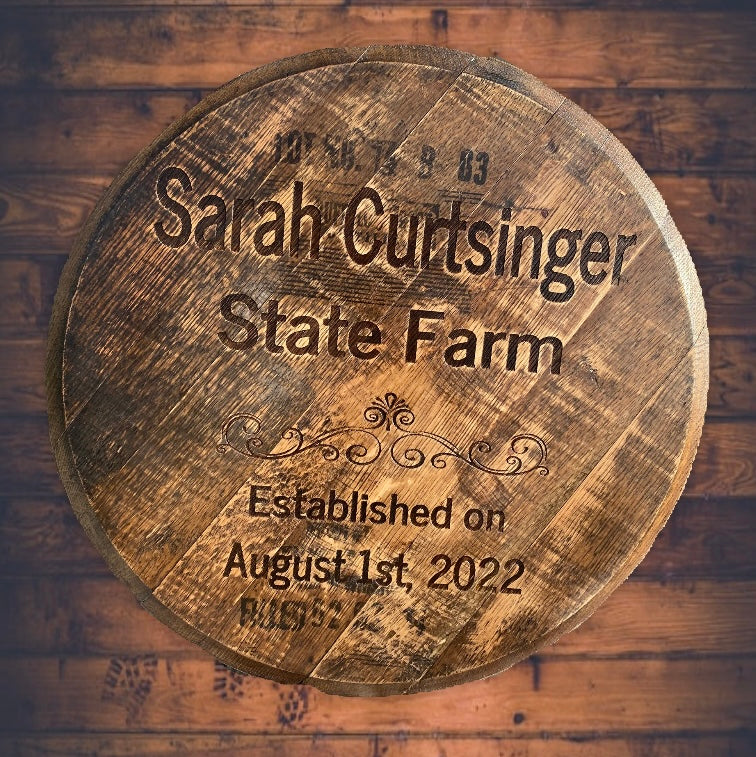 Custom Laser Engraved Bourbon Barrel Head - 3 size options