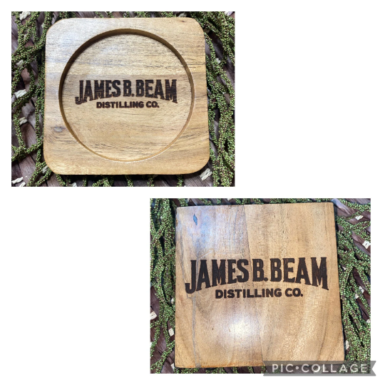Laser Engraved Acacia Wood Coaster - James Beam