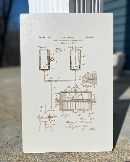 10x15 "Chill Proof Whiskey" Patent - Laser Engraved